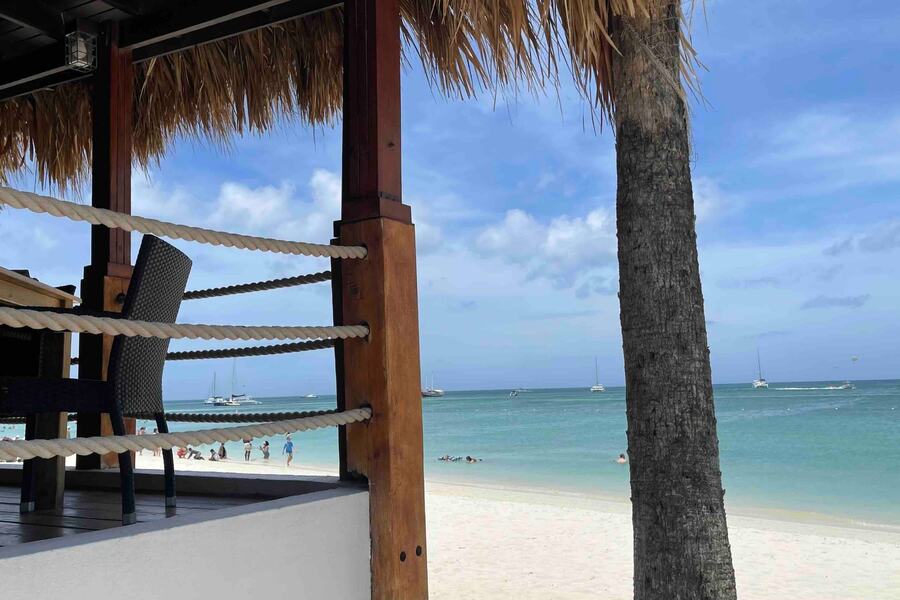 Beachfront bar view in Aruba